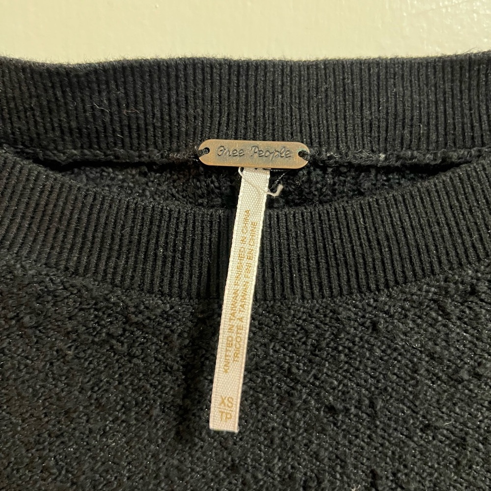 Free People Black Textured Crew Neck Sweater - Picture 2 of 3